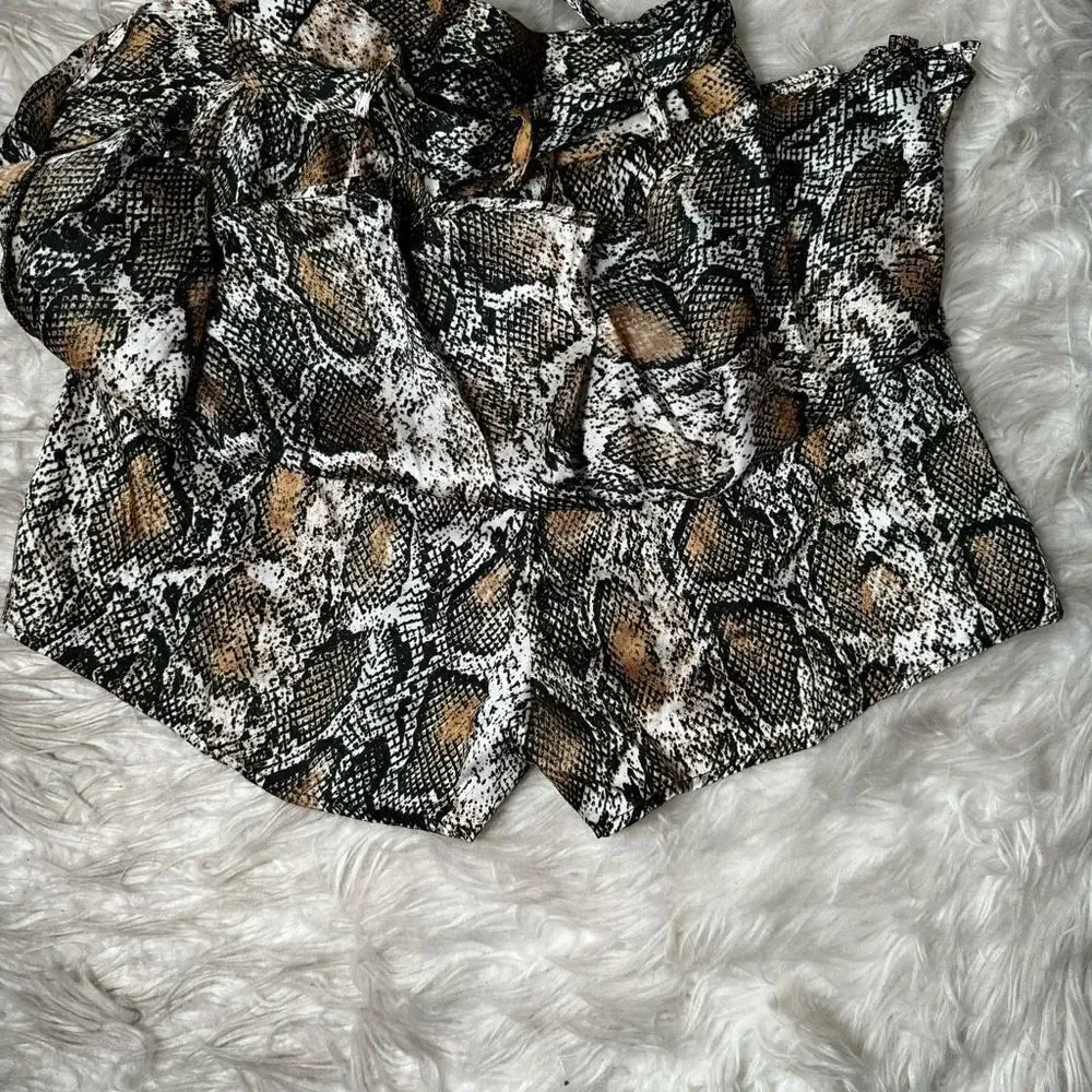 Zara Snake Print Micro Mini Skort Skirt